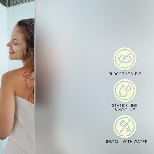 Frosted Glass Window Privacy Film Sun Blocking 23.6in x 6.5ft