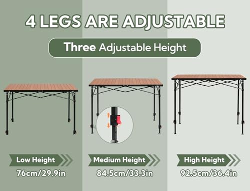 Portable Outdoor Adjustable Height Camping Table