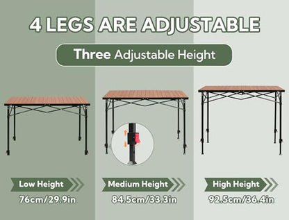 Portable Outdoor Adjustable Height Camping Table