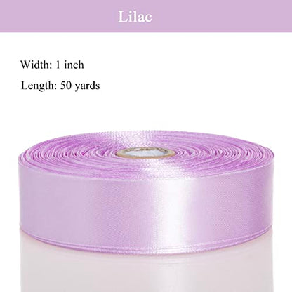 1 Inch Lilac Solid Satin Ribbon for Gift Wrapping