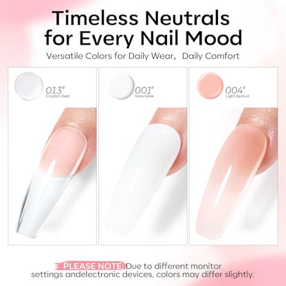 Poly Gel Nail Kit 3 Colors Clear White Apricot with Slip Solution