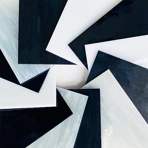 12 Sheets White Black Stained Glass Variety Pack