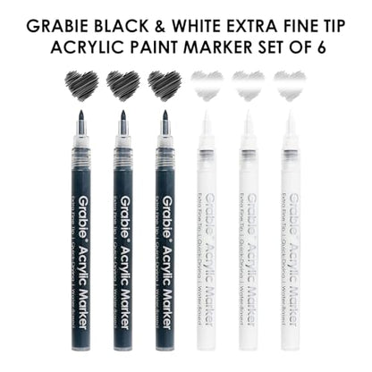 6 Pack of Black & White Acrylic Paint Markers