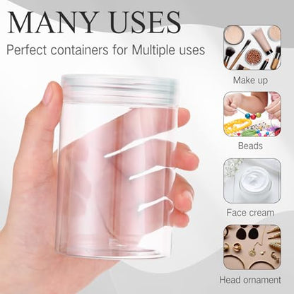 12 Pack Plastic Container Jars with Lids Round Clear Travel Cosmetic Container Jars for Toiletries (12 Count)