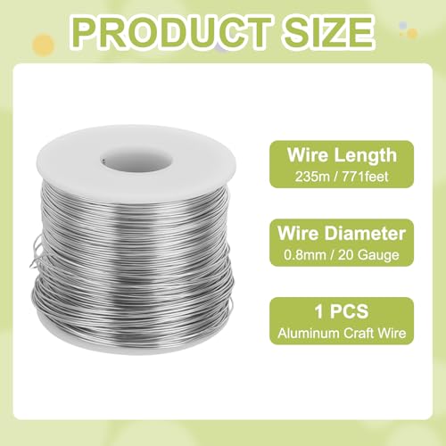 20 Gauge Anodized Aluminum Craft Wire Bendable Bonsai Training Wire 771 Feet 0.8mm for Sculpting Crafts Wreath Floral Beading Jewelry Making