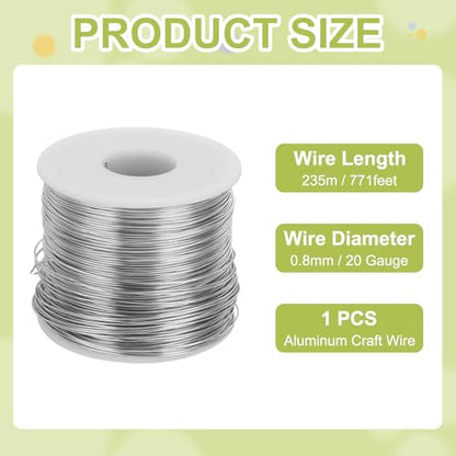 20 Gauge Anodized Aluminum Craft Wire Bendable Bonsai Training Wire 771 Feet 0.8mm for Sculpting Crafts Wreath Floral Beading Jewelry Making