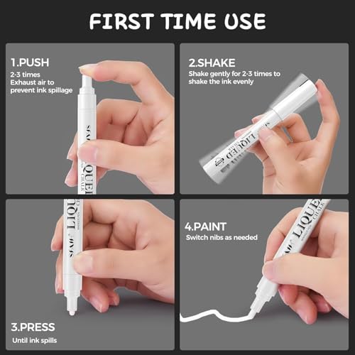 White Liquid Chalk Markers for Blackboard Glass (6 Count)