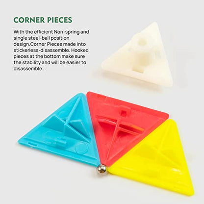 Stickerless Pyraminx Speed Cube with Stand & Guide for Kids & Adults