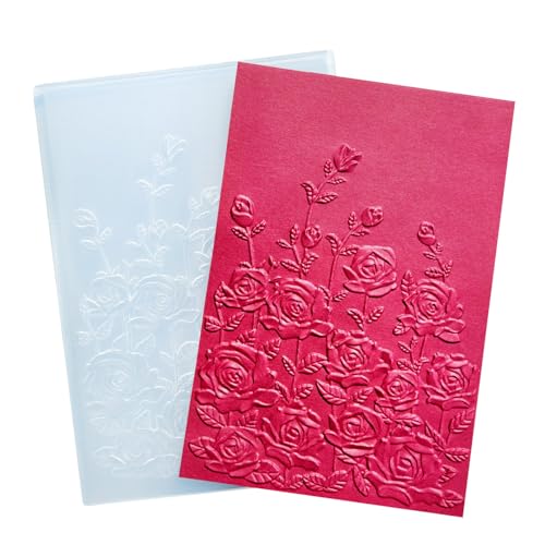 3D Texured Spring Flower Rose Bloom Plastic Embossing Folders for Card Making Scrapbooking and Other Paper Crafts