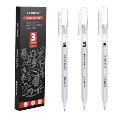Silver Gel Pen Set (3 Count)