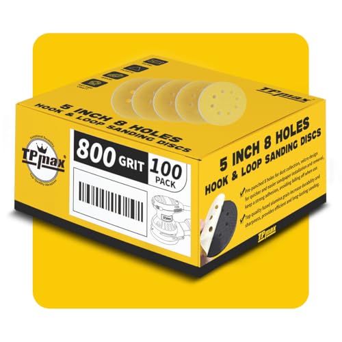 100PCS 5 Inch 800 Grit 125mm 8 Hole Sanding Discs Sandpaper (100 Count)
