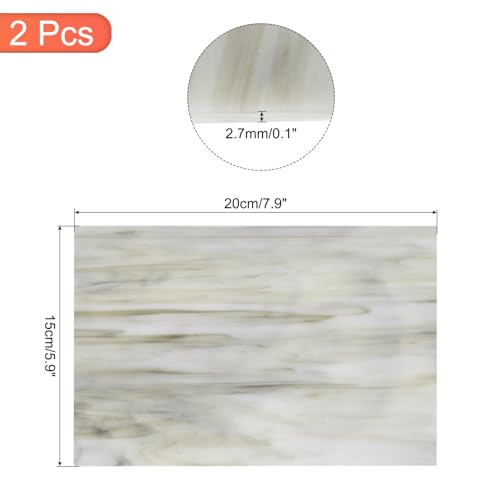 2 Pcs Stained Glass Sheet Mosaic Tile 7.9 Inch x 5.9 Inch Light Gray Stained Glass Sheets for Crafts DIY Art Project