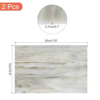 2 Pcs Stained Glass Sheet Mosaic Tile 7.9 Inch x 5.9 Inch Light Gray Stained Glass Sheets for Crafts DIY Art Project