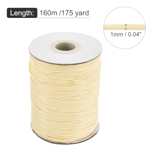 Waxed Cord 1mm Waxed Polyester Cord 175 Yard Wax String for Bracelet Making