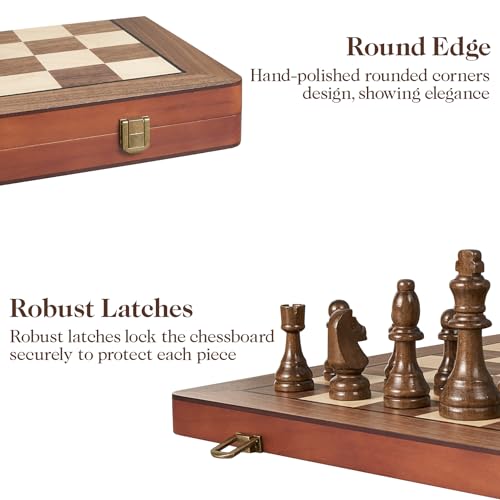 17" Magnetic Wooden Chess Set for Adults Kids