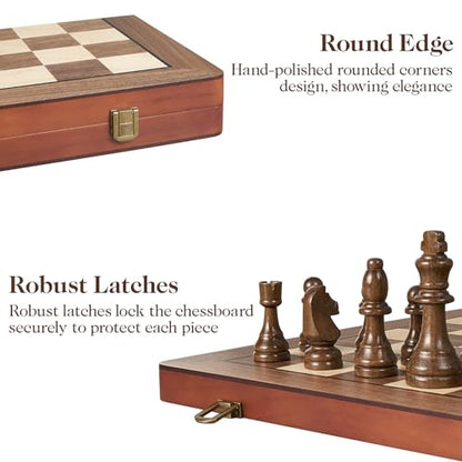 17" Magnetic Wooden Chess Set for Adults Kids