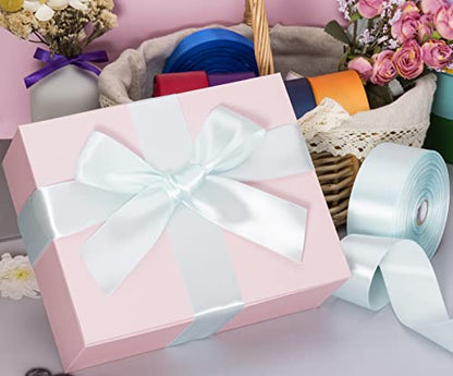 1 1 2 Inch Light Blue Solid Satin Ribbon for Gift Wrapping