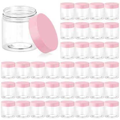 36 Pack 4 OZ Plastic Jars Clear Cosmetic Container with Lids (36 Count)
