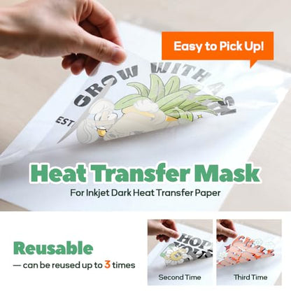 Heat Transfer Mask & Heat Transfer Paper for Dark Fabric (20 Count)