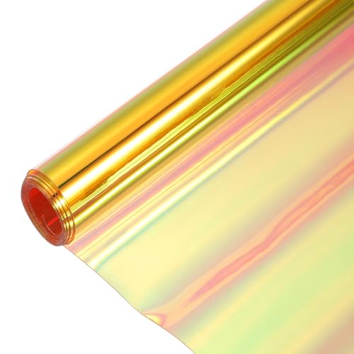 Holographic Clear PVC Vinyl Film Holographic PVC Fabric Waterproof Dichroic Film 12 x 48 Inch for Handbags Bows Earrings DIY Craft