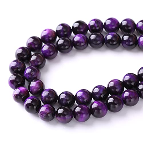 4mm 90pcs A+ Natural Purple Tiger Eye Stone Beads Round Spacer Loose Beads for Jewelry Making DIY Bracelet Necklace 15" Inch
