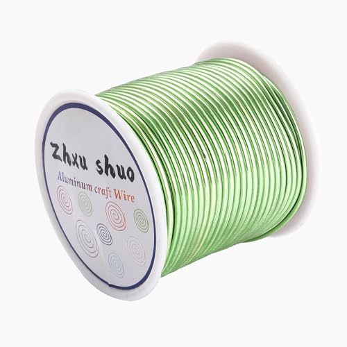 12 Gauge(2mm) Aluminum Wire 35 Yards Anodized Metal Wire for Bonsai Armature Crafting Sculpting Jewelry Craft Making Beading Floral (Light Green, 12 Gauge) (105 Foot)
