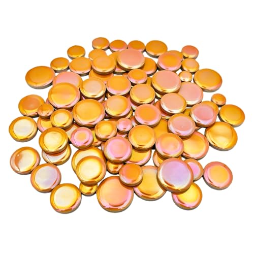 200g Iridescent Round Mosaic Tiles for Crafts Bulk (90 Count)