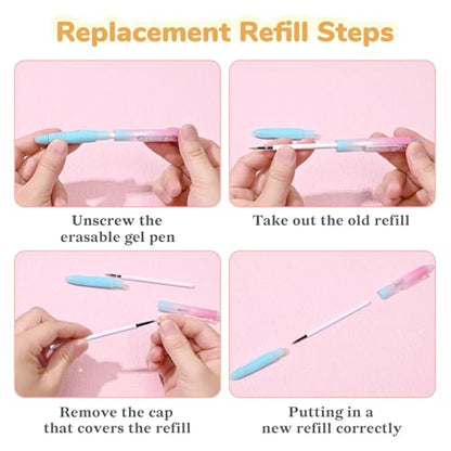 4P Erasable Gel Pens & 10 Pcs Refills (14 Count)