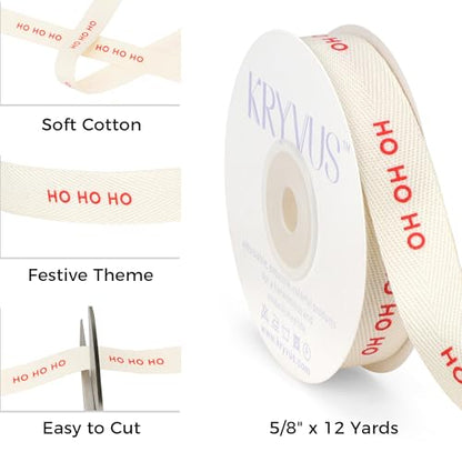 HO HO HO Christmas Cotton Ribbon 5 (36 Foot)