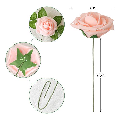 Blush Pink Rose 50pcs Real Looking Artificial Flowers w (50 Count)