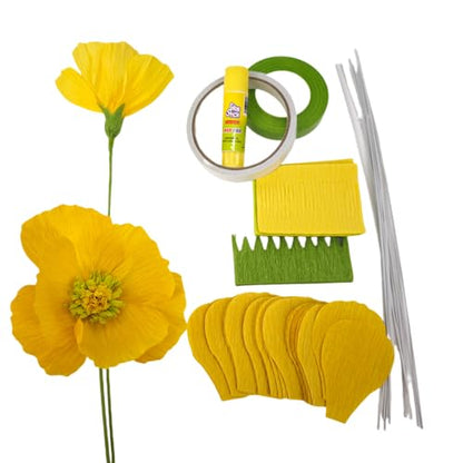 Crepe Paper Poppy Flower DIY Making Kit 24 pcs (24 Count)