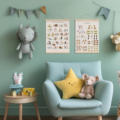 Cute Animal Number Chart Alphabet Poster Hanger