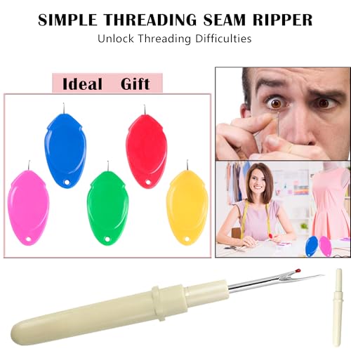 Needle Threader 5PCS Seam Ripper 1PCS Easy for Machine and Hand Sewing Tool