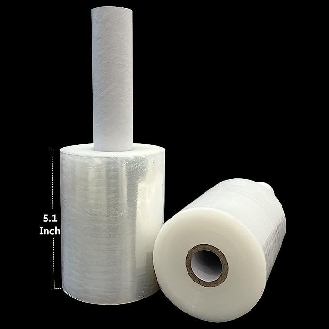 4 Pack Industrial Mini Clear Stretch Wrap Film 80 Gauge 5.1" 1000ft for Pallet Wrap