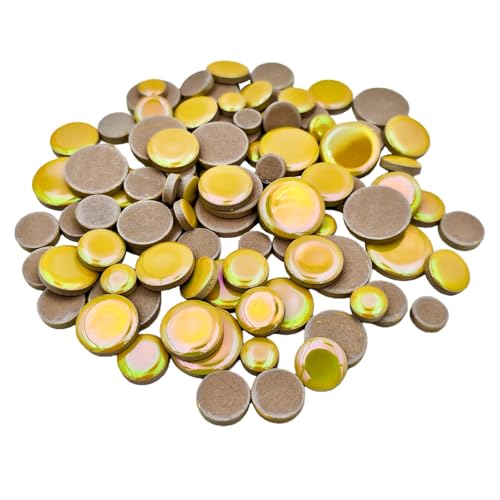 200g Iridescent Round Mosaic Tiles for Crafts Bulk (90 Count)