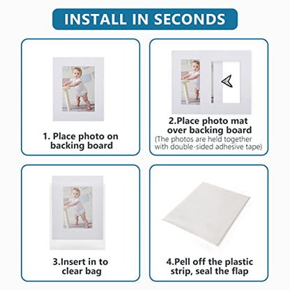 10 Pack White Mat Set 11x14 for 8.5x11 with White Core Bevel Cut