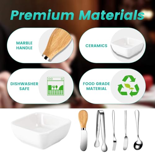 Charcuterie Board Accessories With 3 Oz Ceramic Dip Bowls