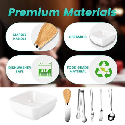 Charcuterie Board Accessories With 3 Oz Ceramic Dip Bowls