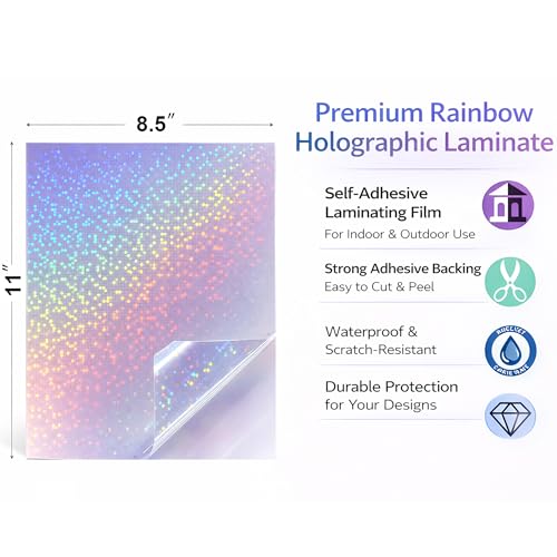36 Sheets Digital Dots Holographic Sticker Paper Waterproof Laminate Film (36 Count)