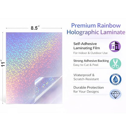 36 Sheets Digital Dots Holographic Sticker Paper Waterproof Laminate Film (36 Count)