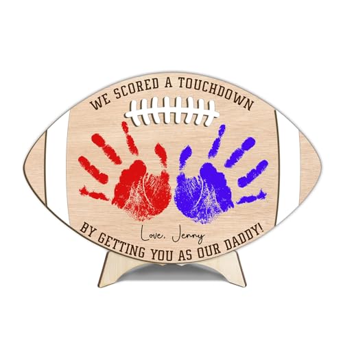 Custom Football Dad Gifts from Baby Handprint Sign