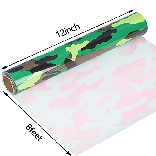 Heat Transfer Vinyl Camouflage Green HTV Rolls (8 Foot)