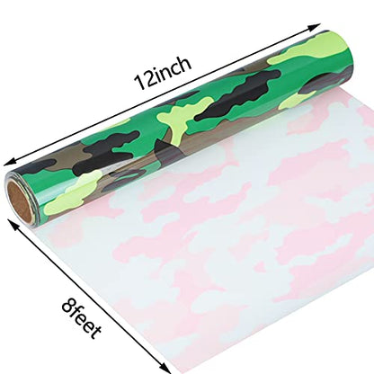 Heat Transfer Vinyl Camouflage Green HTV Rolls (8 Foot)
