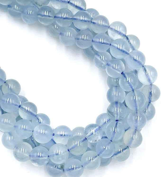 45pcs Adabele Grade A Natural Blue Aquamarine Healing Gemstone 8mm Round Loose Beads Gem Stone Spacer for DIY Craft Jewelry Making GE3-8