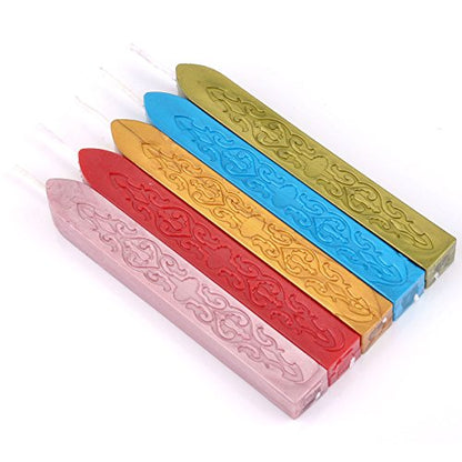 5Pcs Mix Colors Sealing Wax Sticks with Wicks for Wax Seal Stamp (5 Count)
