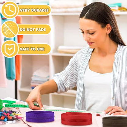 22.2 Yards Zippers 10 Pieces Assorted Colors #5 Nylon Coil Zipper
