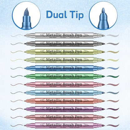 12 Pack Dual Tip Metallic Markers