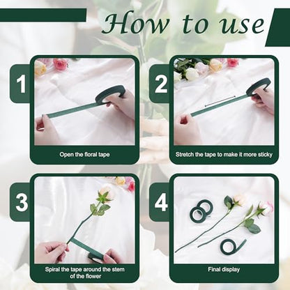 12 Rolls Dark Green Floral Tape Stem Wrap