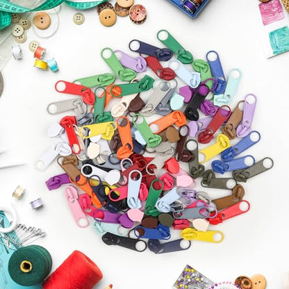 88Pcs Zippers Repair Kit Zipper Replacement 5# Zipper Pull Rescue Kit for Clothing Jackets Purses Luggage Backpacks (88 Count)