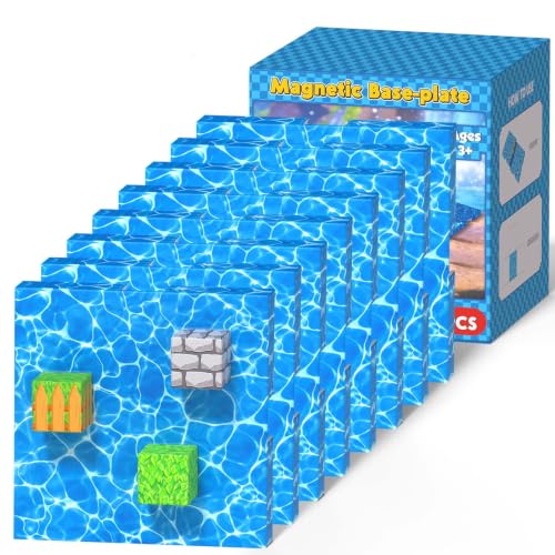 8PCS 4" x 4" Magnetic Building Block Base Plates for Kids (8 Count)